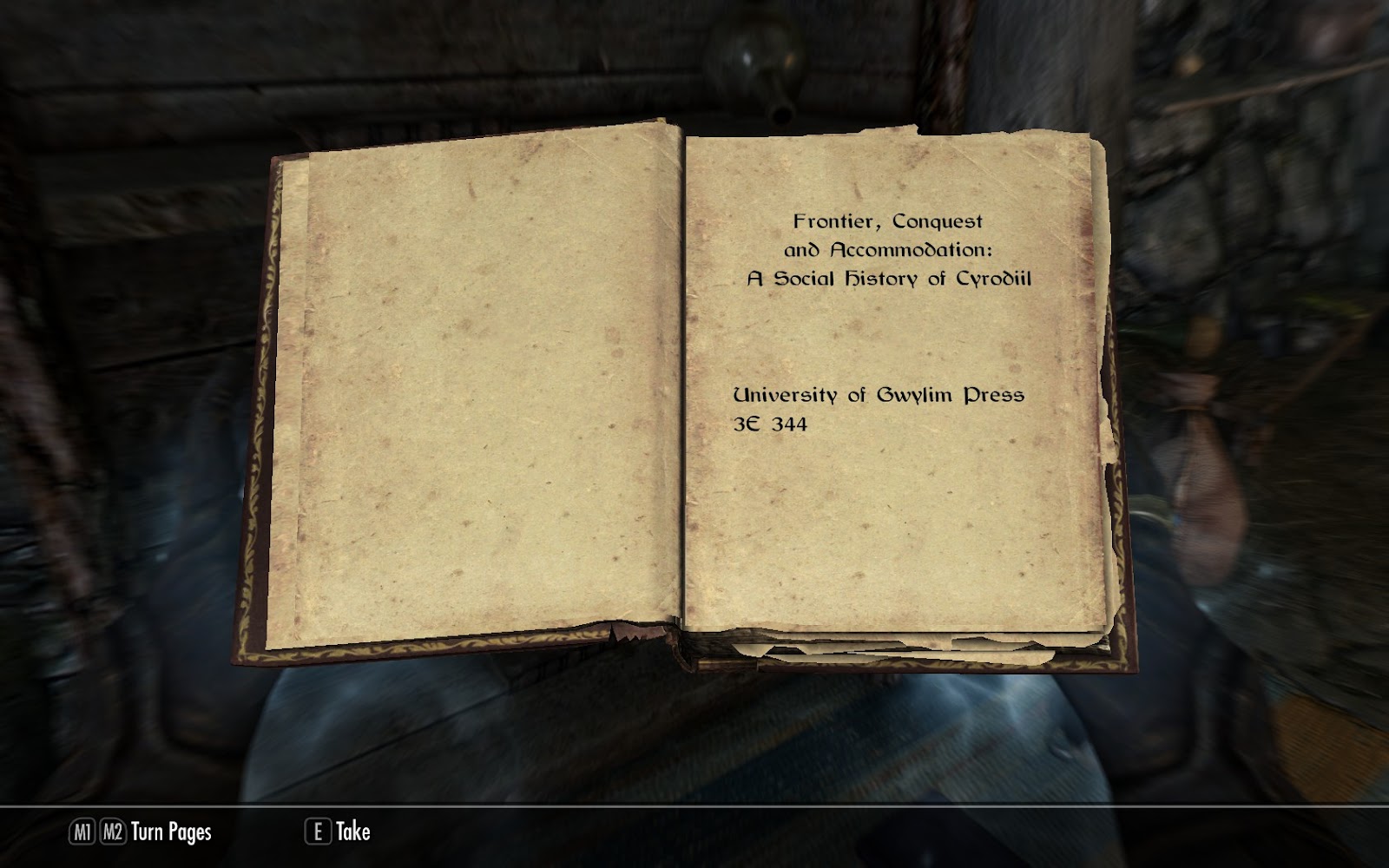 A book from Skyrim in the reading view of the game.